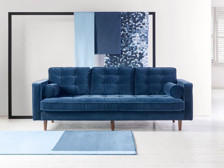 Marylebone 2.5 Seater Sofa in House Clever Tough And Eco Velvet Indigo